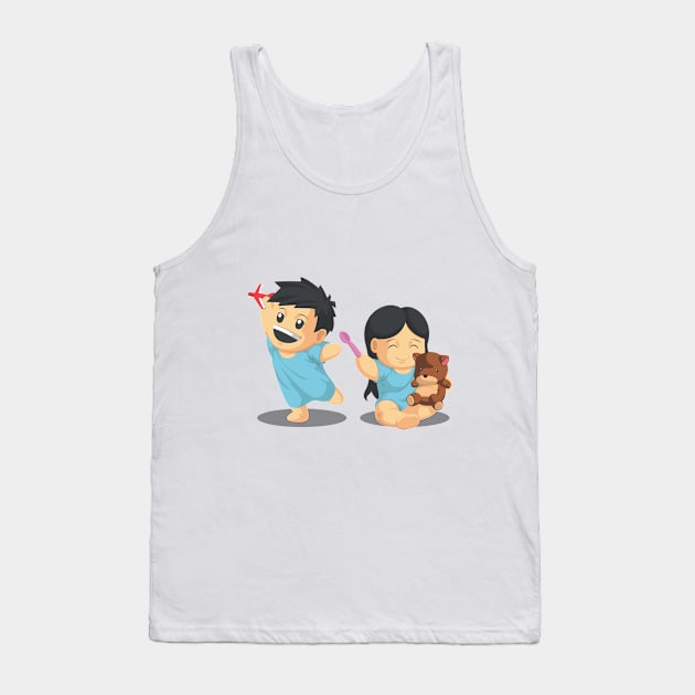 Boy & Girl Patient Playing Healthily Tank Top by Asykar